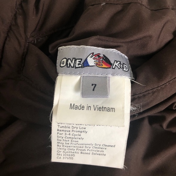 One Kid Goose Down Reversible Colors Brown & Deep Khaki Green Boys Sz. 7 - Picture 2 of 4